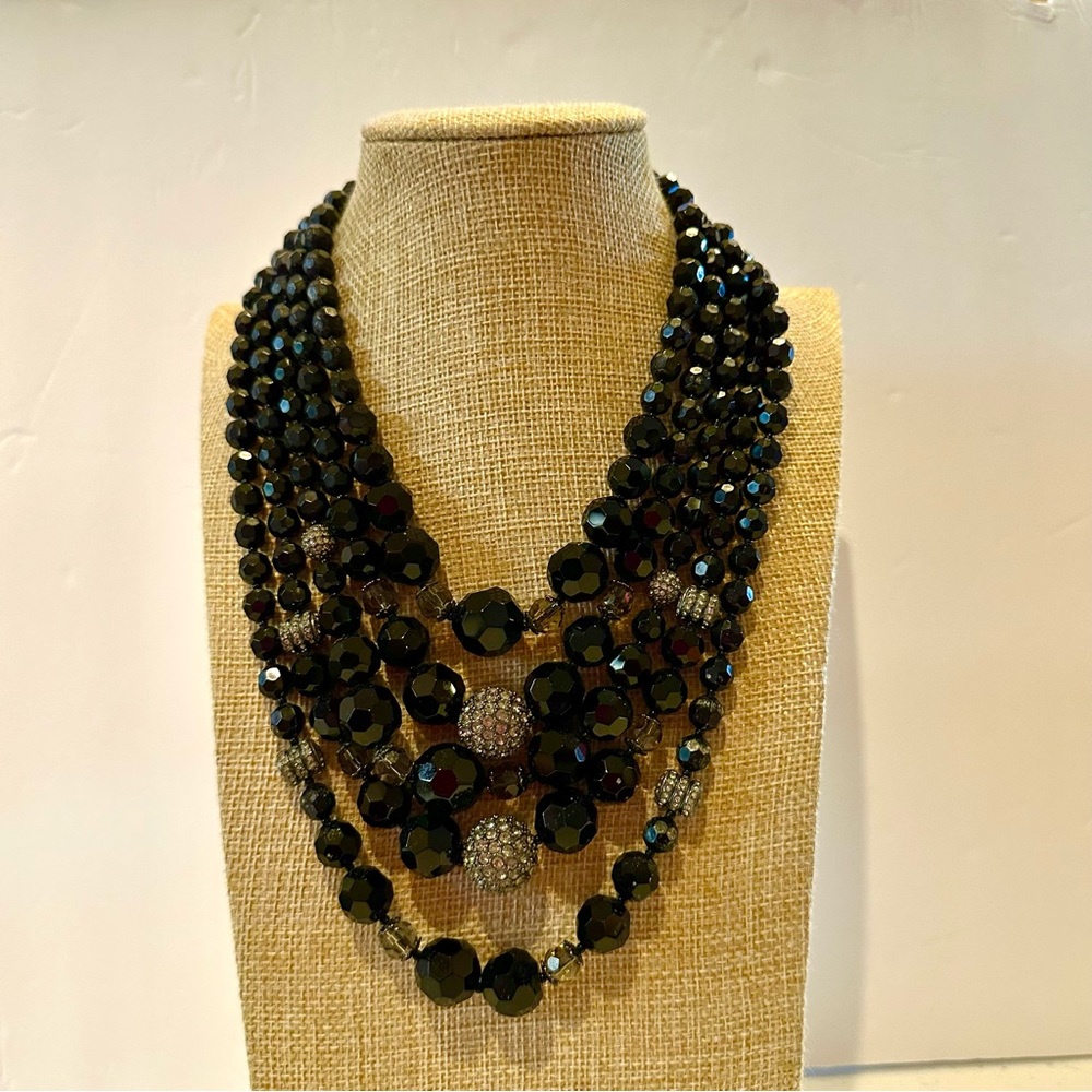 Talbots Necklace Statement- Chunky Multistrand Bl… - image 4